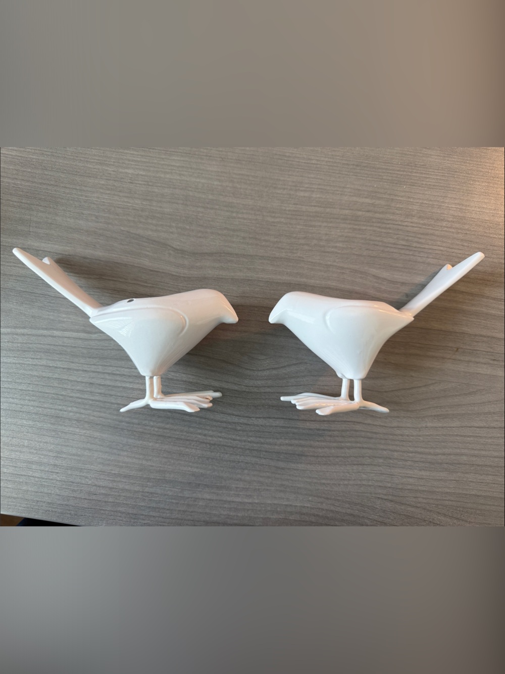 Set of 2 White Ceramic Metal Bird Tealight Candle Holders Modern Minimalist Coas